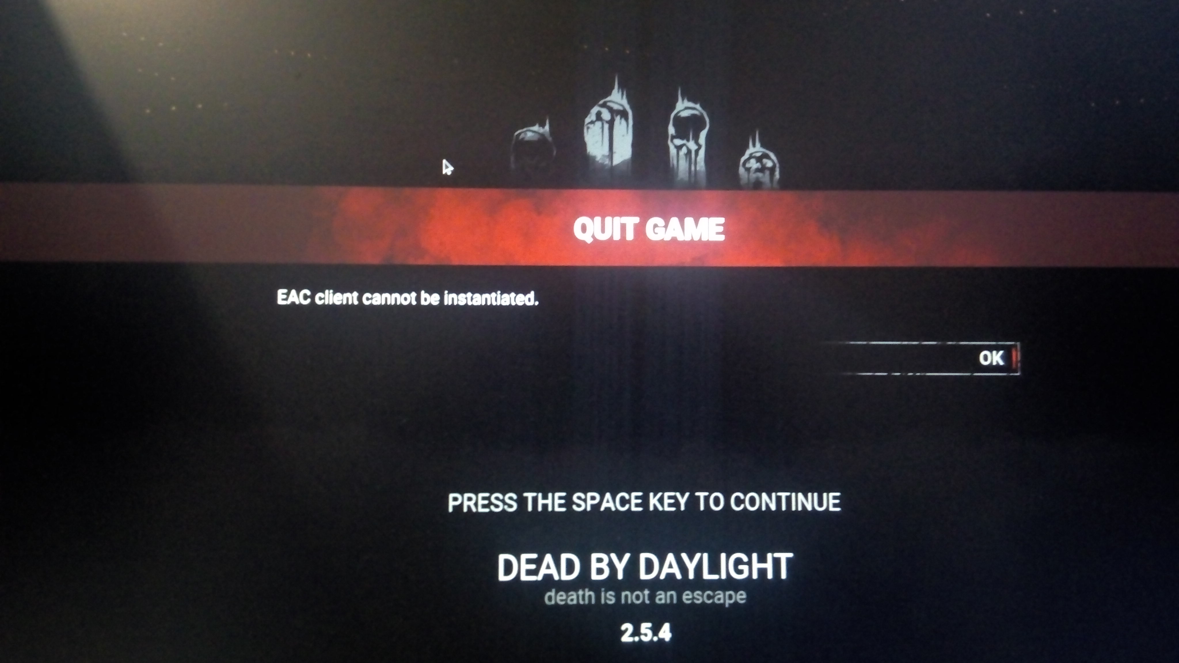 Disconnected eac client. Неизвестная ошибка Dead by Daylight. Дбд Неизвестная ошибка. Обновление стим свыше года Dead by.